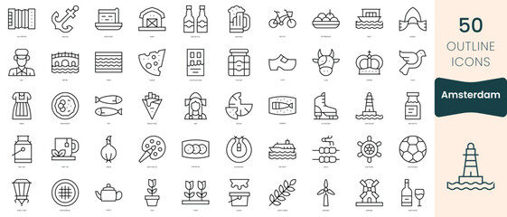 Set of amsterdam icons. Thin linear style icons Pack. Vector Illustration - obrazy, fototapety, plakaty