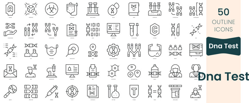 Set of dna test icons. Thin linear style icons Pack. Vector Illustration
