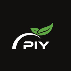 PIY letter nature logo design on black background. PIY creative initials letter leaf logo concept. PIY letter design.