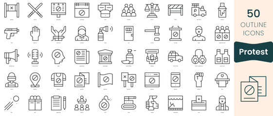 Fototapeta na wymiar Set of protest icons. Thin linear style icons Pack. Vector Illustration