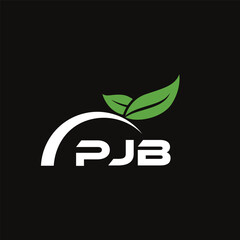 PJB letter nature logo design on black background. PJB creative initials letter leaf logo concept. PJB letter design.