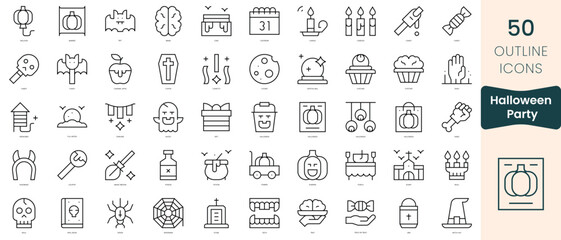 Obraz na płótnie Canvas Set of halloween party icons. Thin linear style icons Pack. Vector Illustration