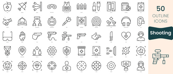 Obraz na płótnie Canvas Set of shooting icons. Thin linear style icons Pack. Vector Illustration