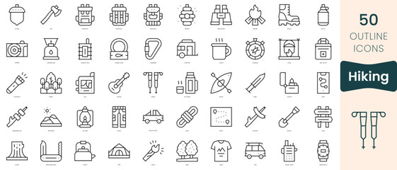 Obraz na płótnie Canvas Set of hiking icons. Thin linear style icons Pack. Vector Illustration