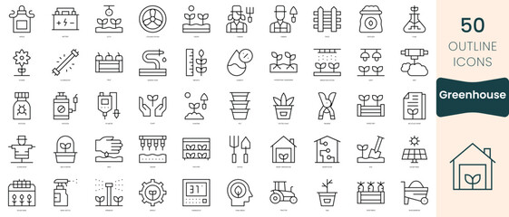 Fototapeta na wymiar Set of greenhouse icons. Thin linear style icons Pack. Vector Illustration