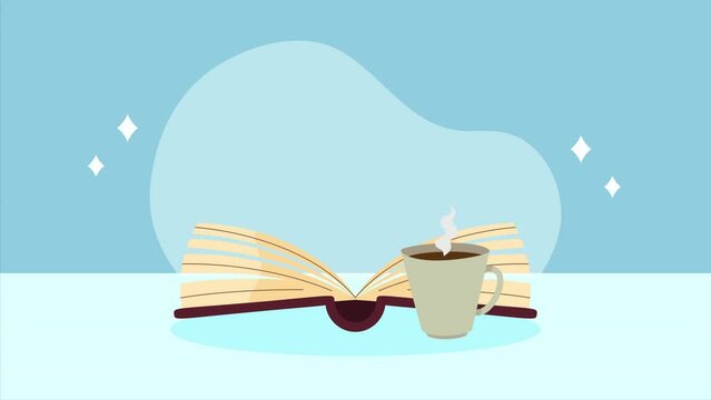 text book with coffee cup