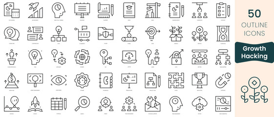 Fototapeta na wymiar Set of growth hacking icons. Thin linear style icons Pack. Vector Illustration