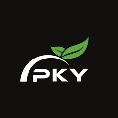 PKY letter nature logo design on black background. PKY creative initials letter leaf logo concept. PKY letter design.