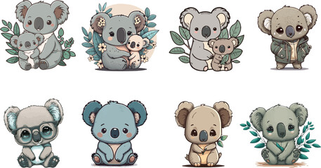 Vector collection of cute koala for children cartoons. Collection of koala © AI