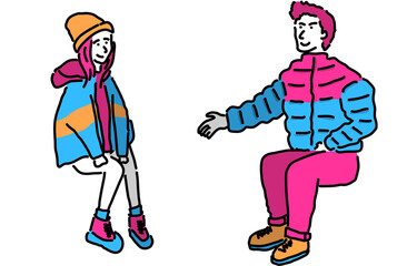 座る人物セット　秋冬
