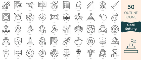 Obraz na płótnie Canvas Set of goal setting icons. Thin linear style icons Pack. Vector Illustration