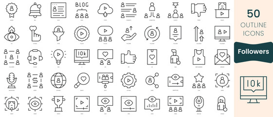 Fototapeta na wymiar Set of followers icons. Thin linear style icons Pack. Vector Illustration