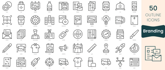 Set of branding icons. Thin linear style icons Pack. Vector Illustration