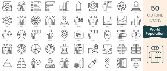 Obraz na płótnie Canvas Set of world population icons. Thin linear style icons Pack. Vector Illustration