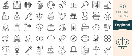 Set of england icons. Thin linear style icons Pack. Vector Illustration
