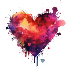 Fototapeta na wymiar Watercolor rainbow heart, Concept love relationship, watercolor heart shape Generative AI