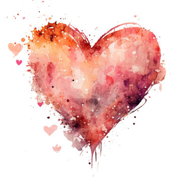 Watercolor rainbow heart, Concept love relationship, watercolor heart shape Generative AI