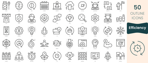 Set of efficiency icons. Thin linear style icons Pack. Vector Illustration