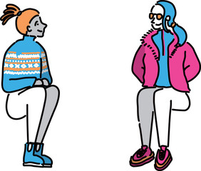 座る人物セット　秋冬
