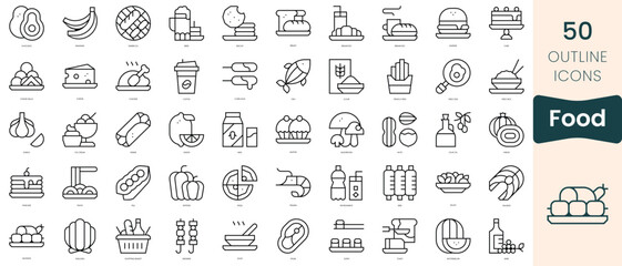 Set of food icons. Thin linear style icons Pack. Vector Illustration