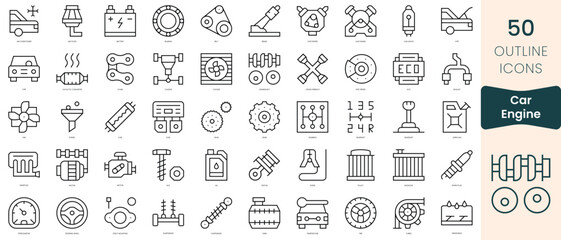 Fototapeta na wymiar Set of car engine icons. Thin linear style icons Pack. Vector Illustration