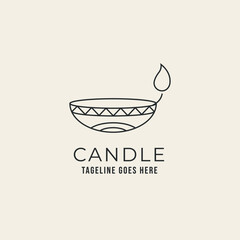 candle light line art logo design vector illustration.