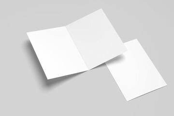 Open and Cover A4 Bifold Brochure Mockup Blank 