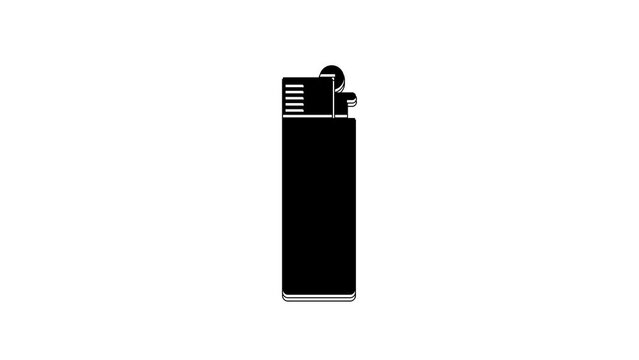 Black Lighter icon isolated on white background. 4K Video motion graphic animation