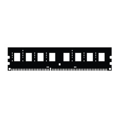 RAM Memory Silhouette. Black and White Icon Design Element on Isolated White Background