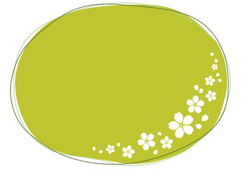 白抜き桜と水引のほわほわフレーム/黄緑