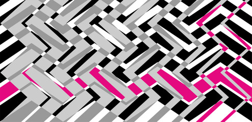 Geometric pattern. Futuristic bright design. Pink. black, grey color . Geometric tiles in pop art. technological design. Memphis vector in bright color isolated on white background