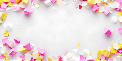 abstract confetti on white background, copy space for text, illustration, Generative, AI