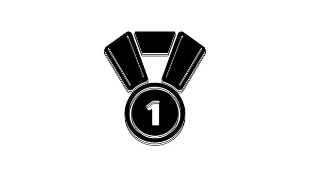 Black Medal icon isolated on white background. Winner symbol. 4K Video motion graphic animation