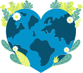 Decorative heart shaped earth illustration