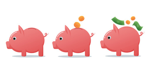piggy bank in flat vector illustration	

