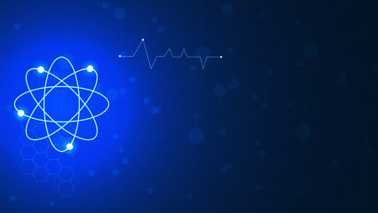 Science and medical with futuristic molecule structure background template design.