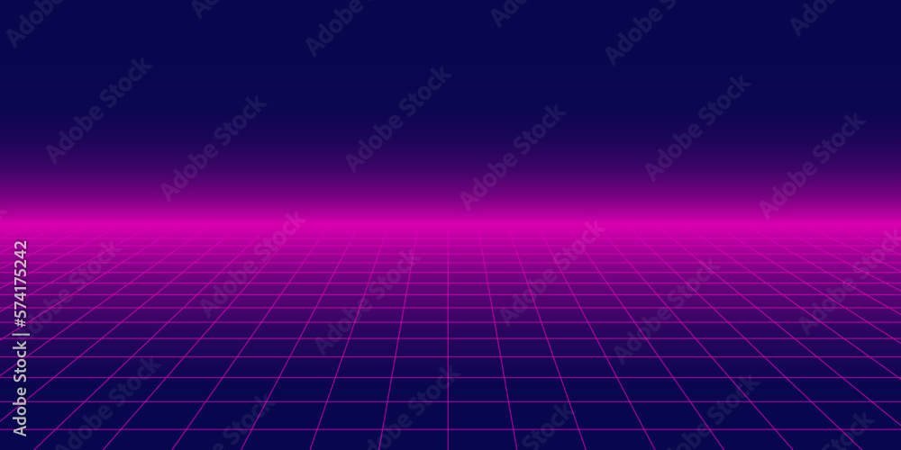 Poster abstract retro futuristic wireframe background
