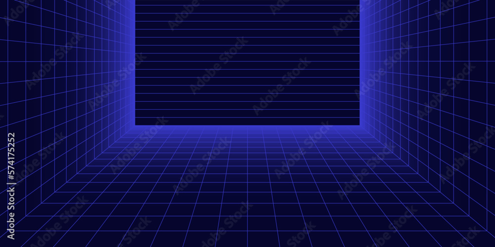 Poster grid retro futuristic for background