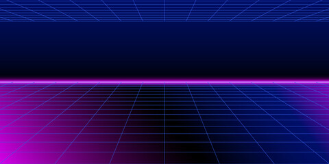 abstract neon grid in retro futuristic background