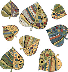 A set of decorative leaves. Vector file for designs.