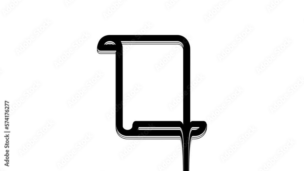 Poster black paper scroll icon isolated on white background. canvas scroll sign. 4k video motion graphic an