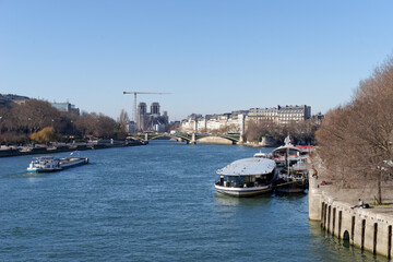 Seine river and Henri IV quay in Paris city