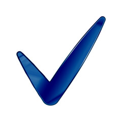 Dark Blue Colored Metal Chrome web icon check mark.