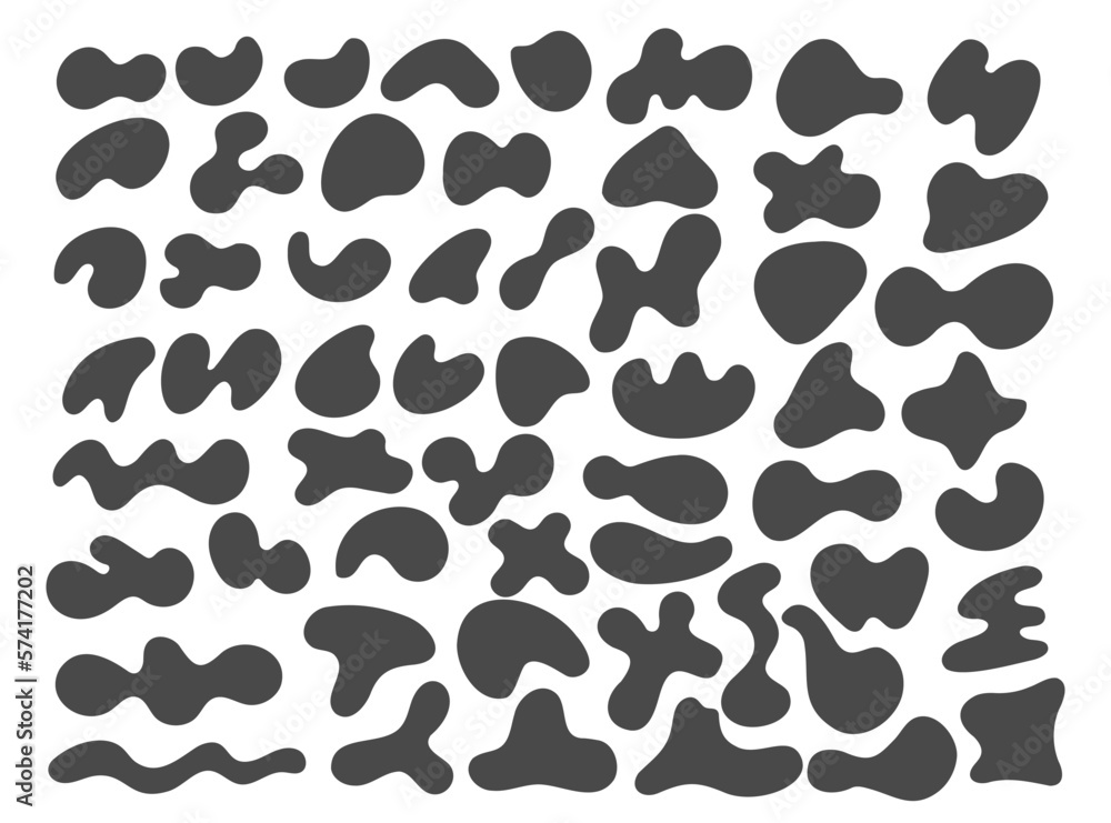 Poster organic abstract shapes. liquid organic blobs. random black simple drops. fluid vector elements set 