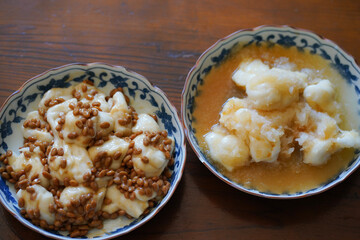 	納豆もちと大根おろしもち