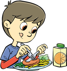boy eating a healthy meal