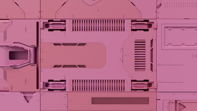 Hi-Tech Wallpaper with Innovative, Pink Sci-Fi Hardware. 3D Render.