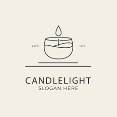 candle light line art logo design vector illustration.