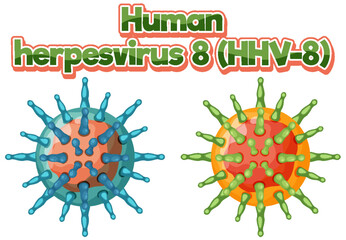 Human herpesvirus 8 (HHV 8) on white background
