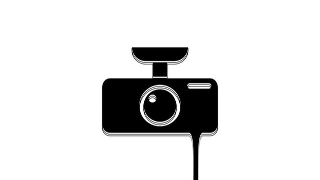 Black Car DVR icon isolated on white background. Car digital video recorder icon. 4K Video motion graphic animation